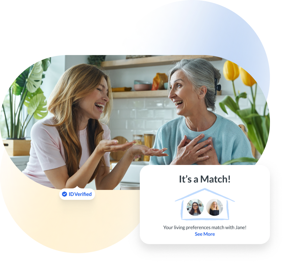 A Sparrow host meeting her matched housemate, with the It's a Match notification